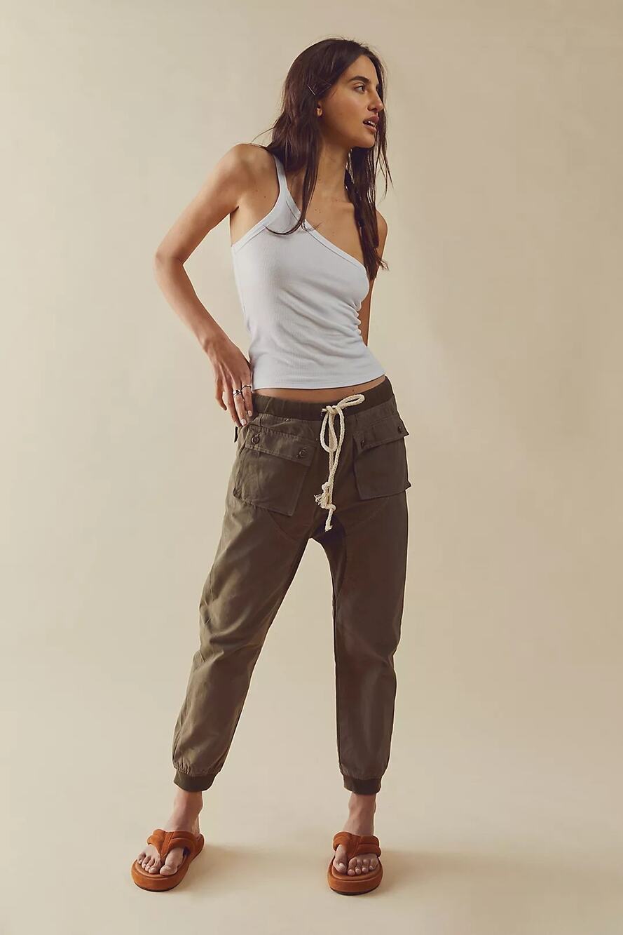 New Free People x OneTeaspoon Cargo Cadet Jogger Pants $158 SIZE 26 Green Khaki